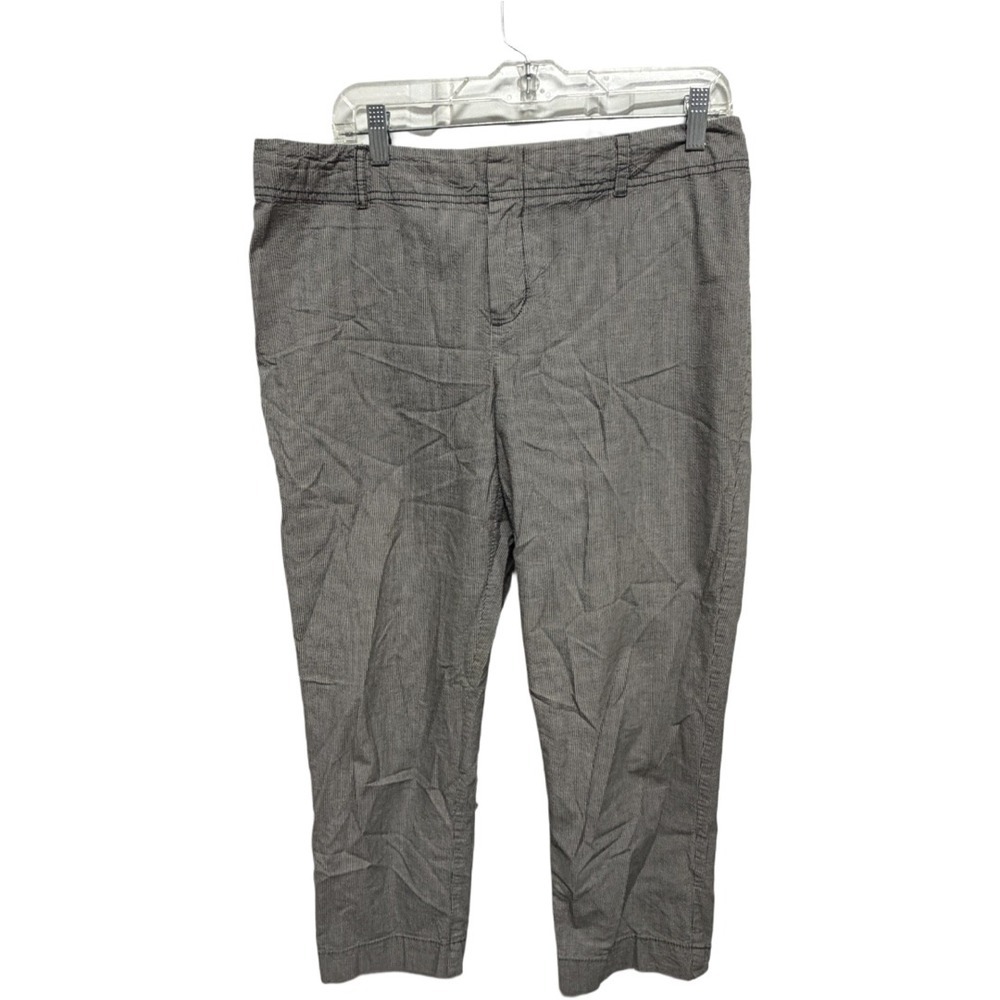 Coldwater Creek Natural Fit Cropped Pants Womens Size 12 Gray Pinstripe Stretch
